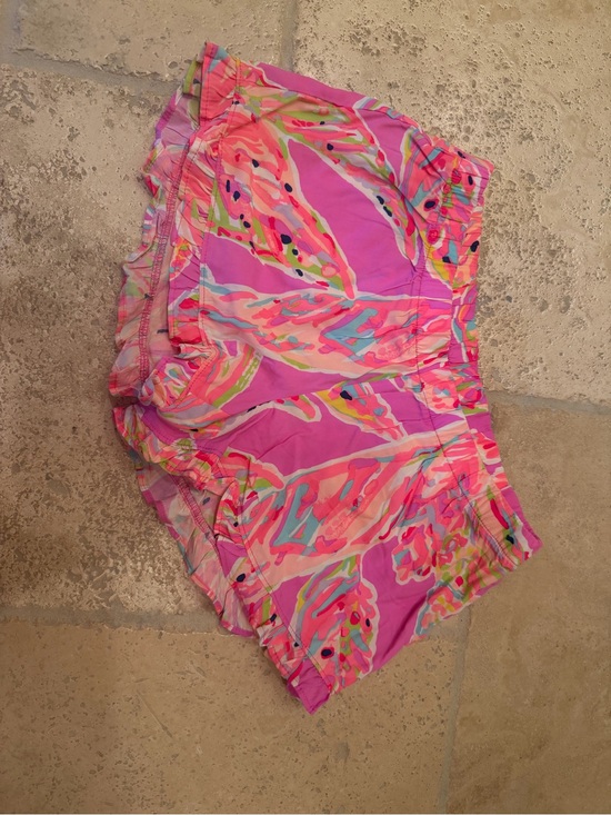 Lilly Pulitzer Pants - Lilly Pulitzer Pink Multi Tropical Print Ruffle Hem Shorts